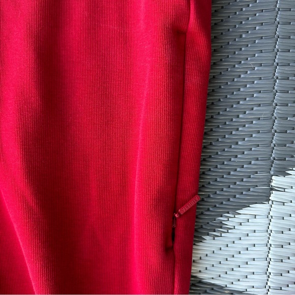 Athleta Cozy Karma Asym Sweatshirt Dress Red Mock Neck Zippered Pullover - Picture 10 of 11